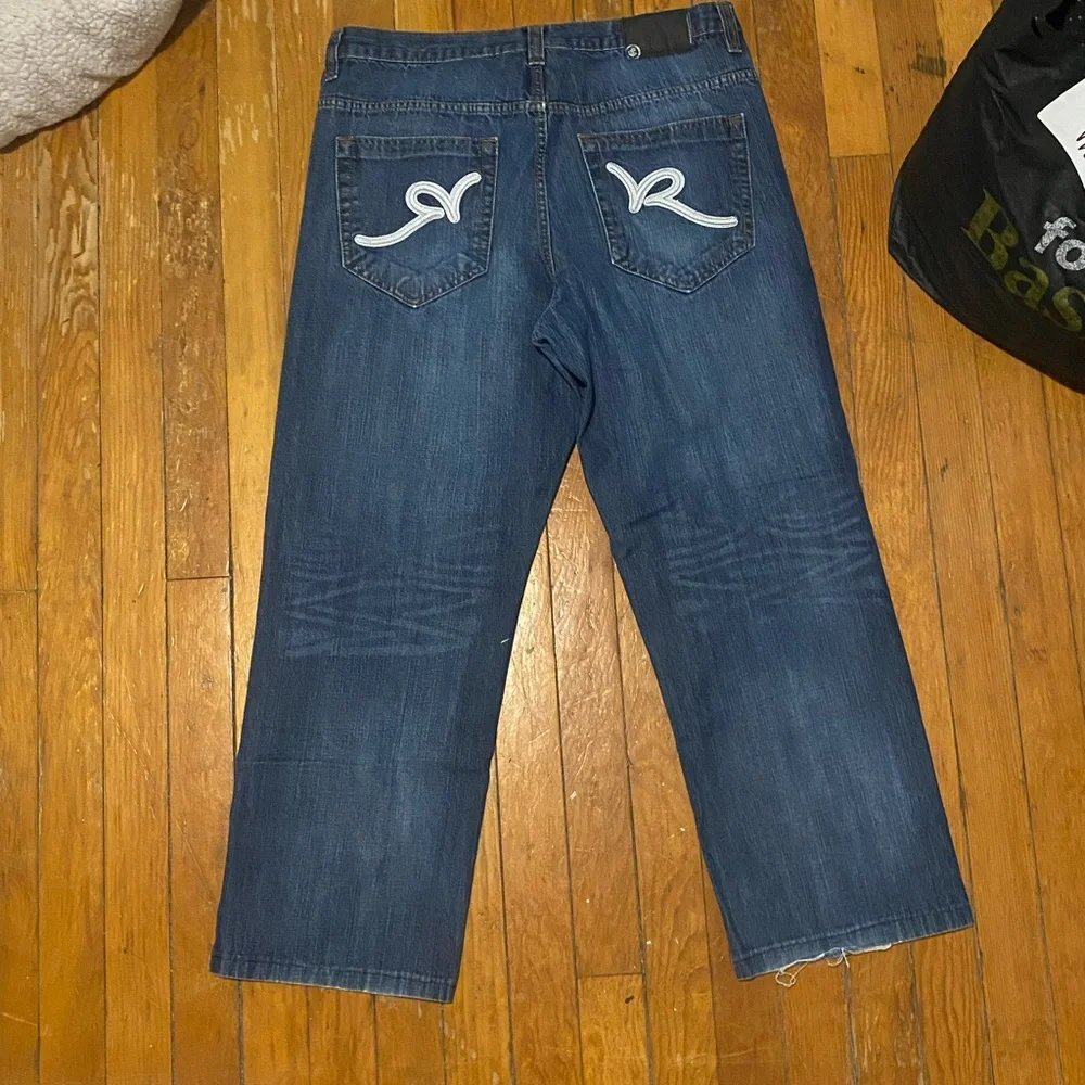 Rocawear Dark Blue Jeans with White Accents - Picture 1 of 5